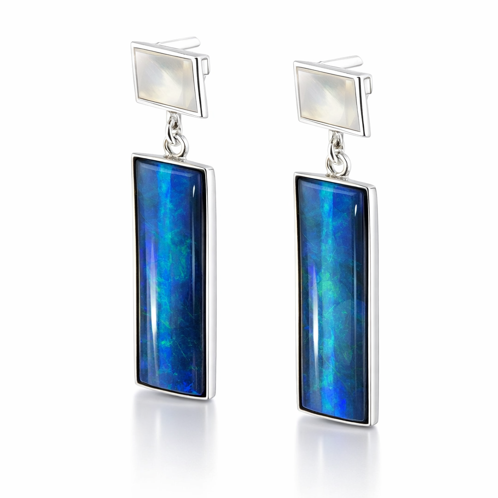 Mintabie Opal Earrings &amp; Silver Stud