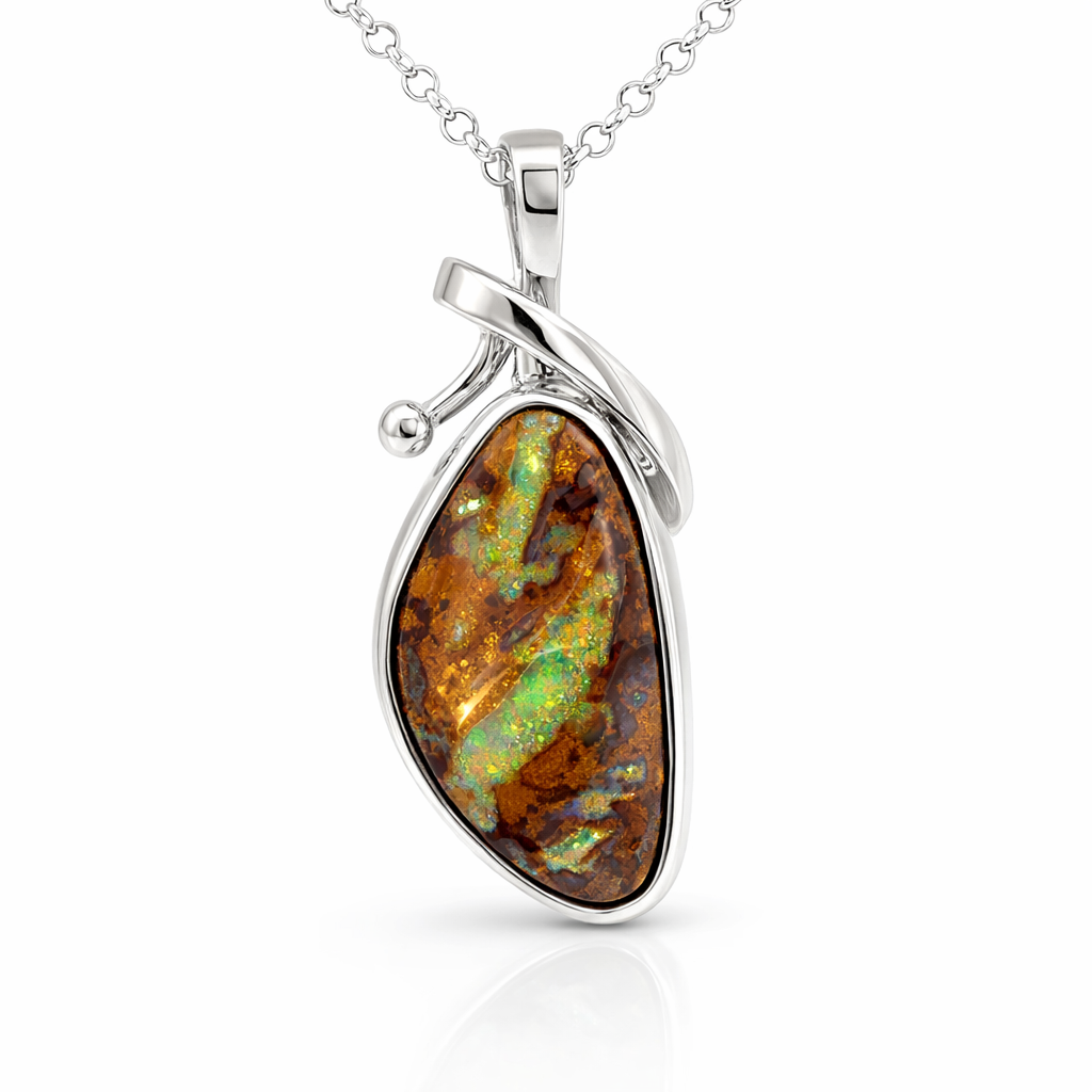 Australian Boulder Opal Pendant In Sterling Silver