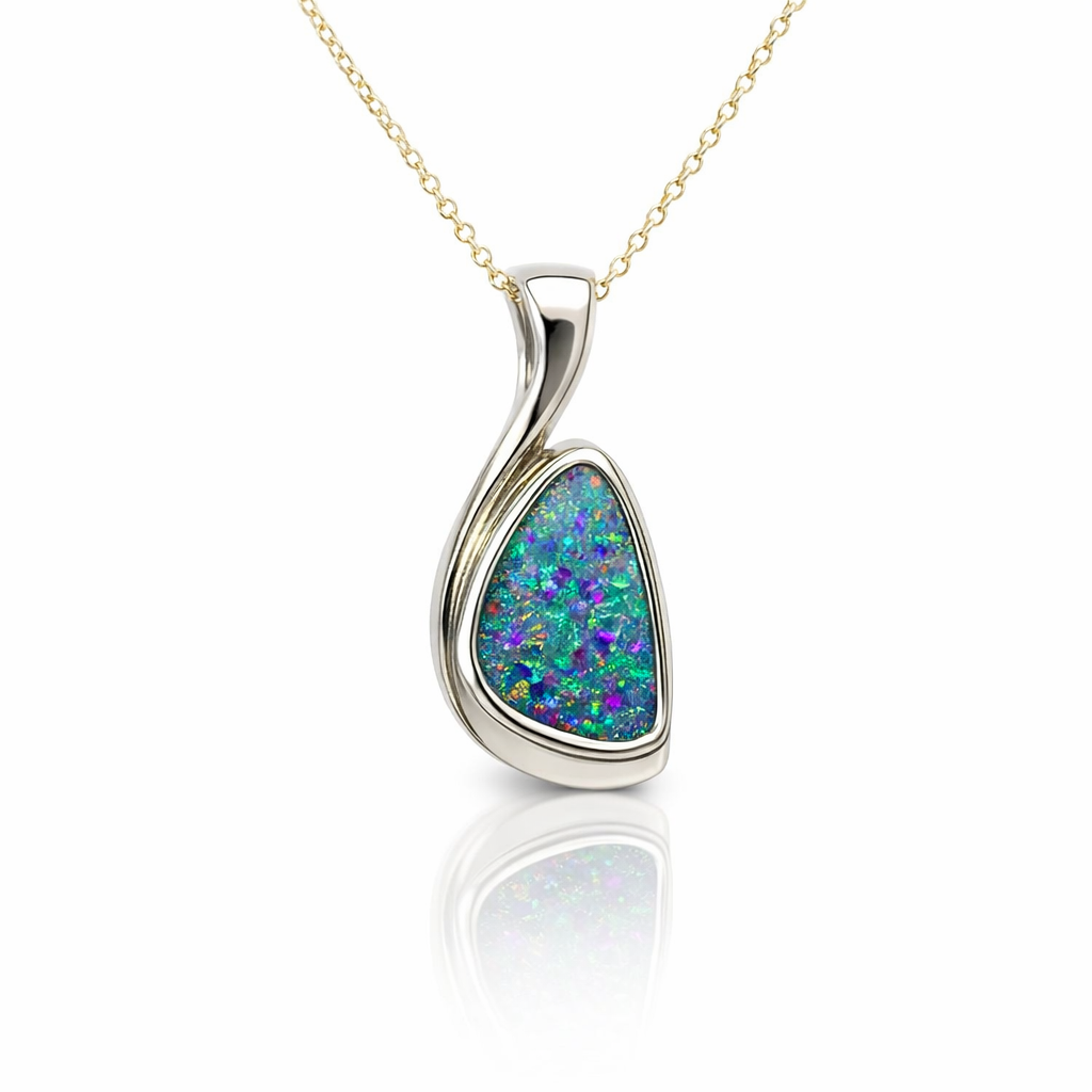 Aussie Double Opal Handcrafted Silver Pendant