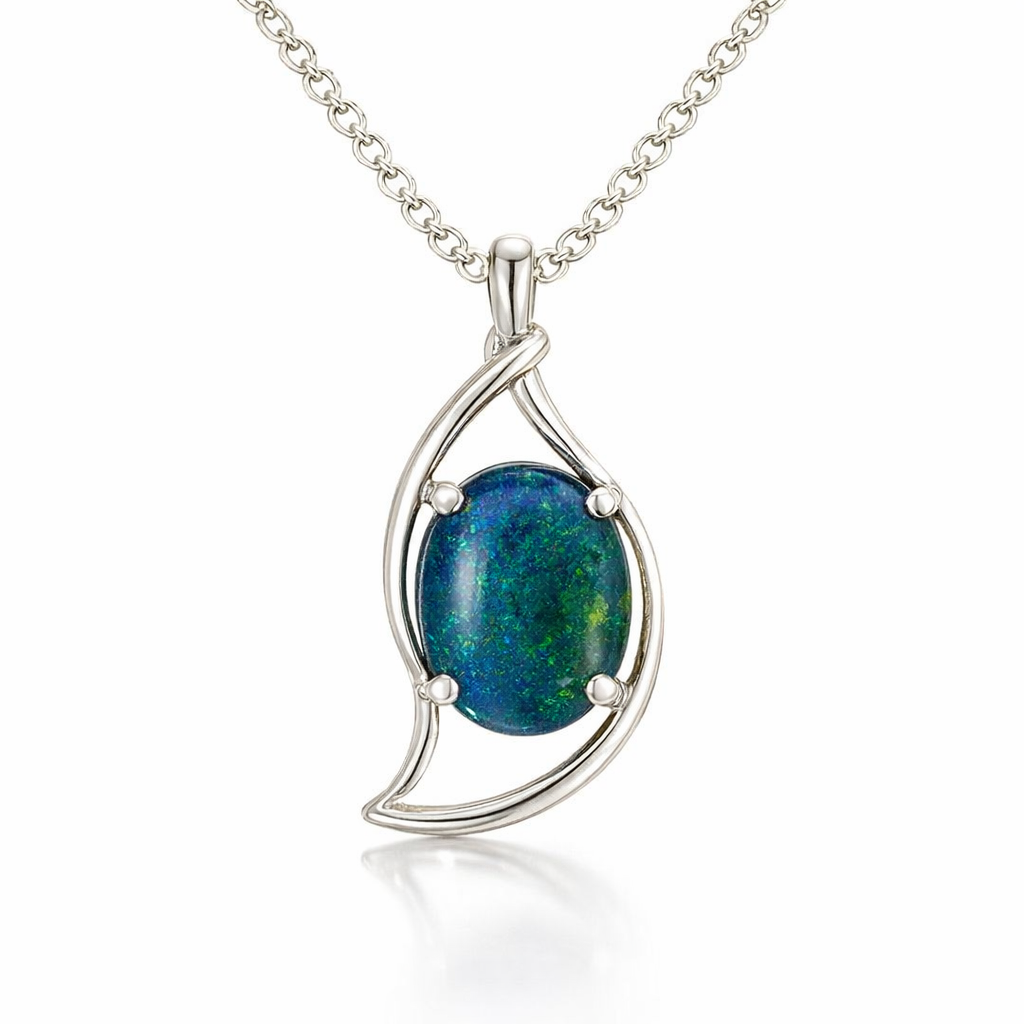 Australian Triplet Opal Pendant In Sterling Silver