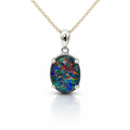 Opal Pendant | Triplet Claw Set In Sterling Silver