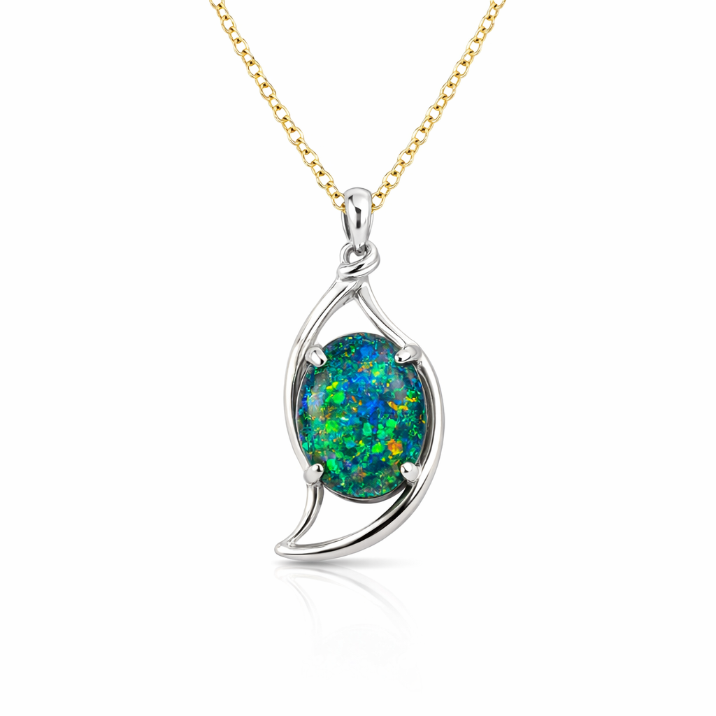 Australian Triplet Opal Pendant In Sterling Silver