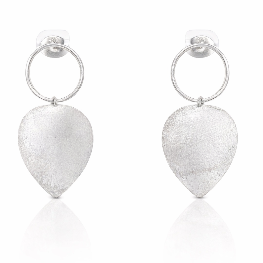 Pear Shaped Silver Drop Earrings