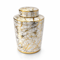 Ceramic White And Gold Vase With Lid