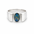Ring Set With A Multi Colour Opal