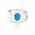 Blue And Green Opal Ring Set In Sterling Silver