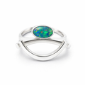 Colourful Opal Ring Set In Sterling Silver