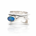 Unique Sterling Silver Ring Set With Aussie Opal
