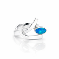 Aussie Opal Ring In Blues And Greens In Silver