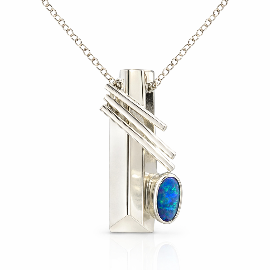 Unique Opal In A Unique Sterling Silver Pendant