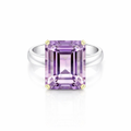 Pastel Emerald Cut Amethyst Ring In Silver