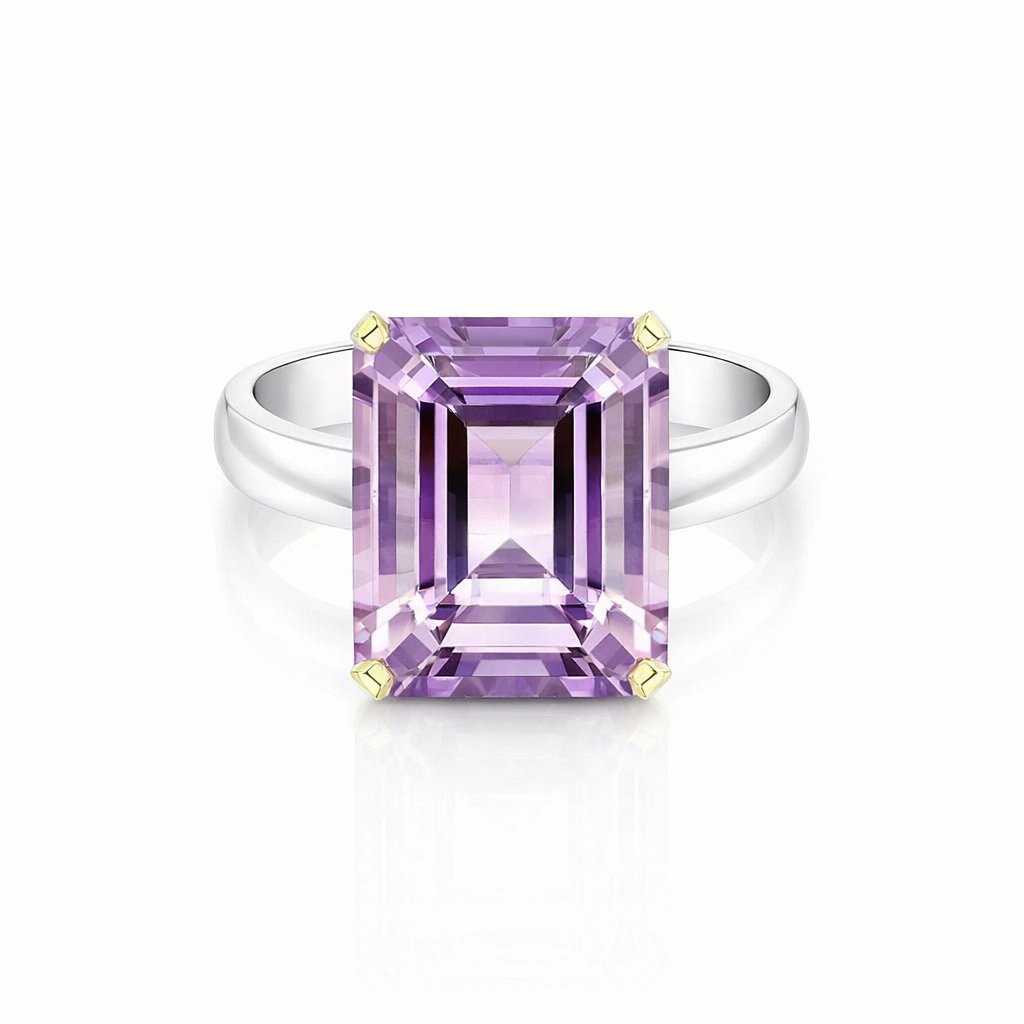 Pastel Emerald Cut Amethyst Ring In Silver