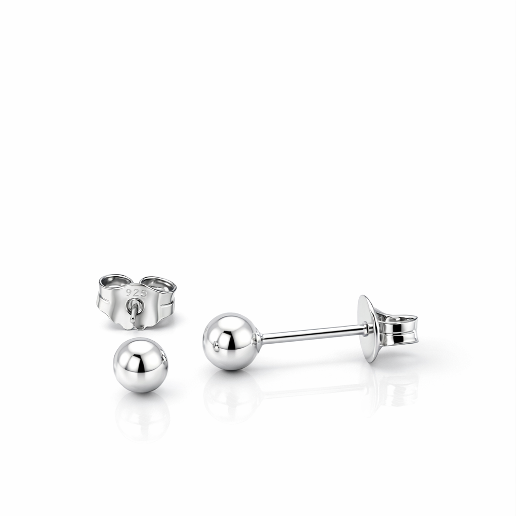 Ball Stud Earrings In Sterling Silver