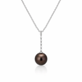 Tahitian Pearl Pendant On A Diamond Bar In 18K