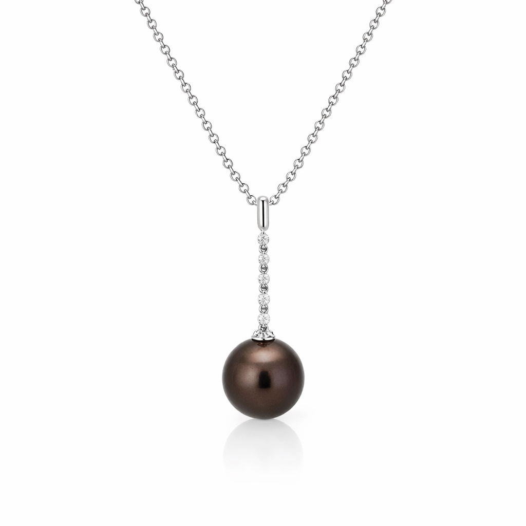 Tahitian Pearl Pendant On A Diamond Bar In 18K