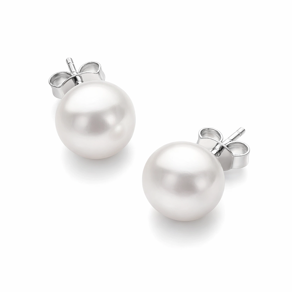South Sea Pearl Stud Earrings With 18K White Gold Cup