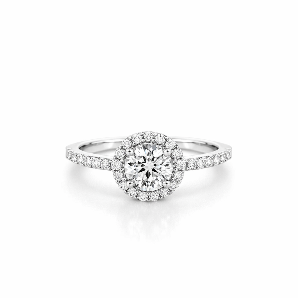 Diamond Ring With Diamond Halo And Band
