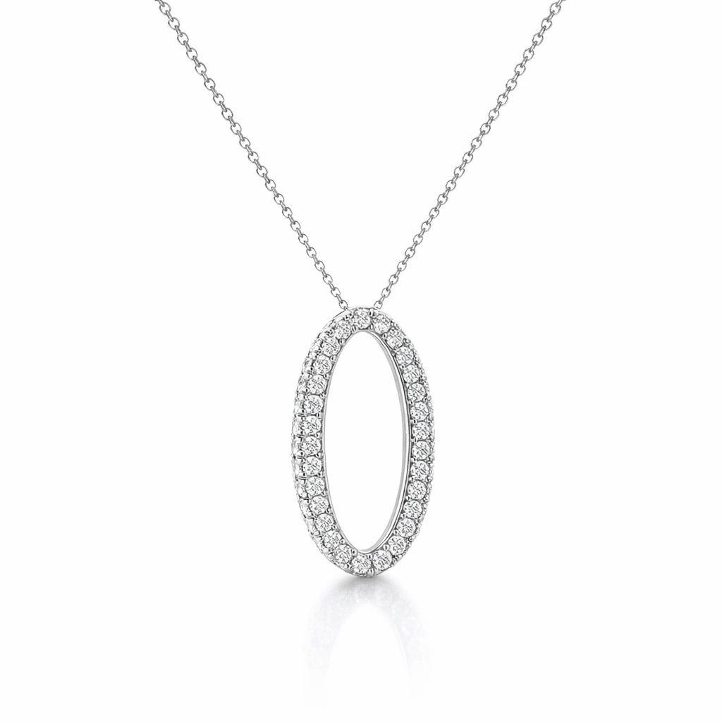 Diamond Pave Pendant In 18k White Gold