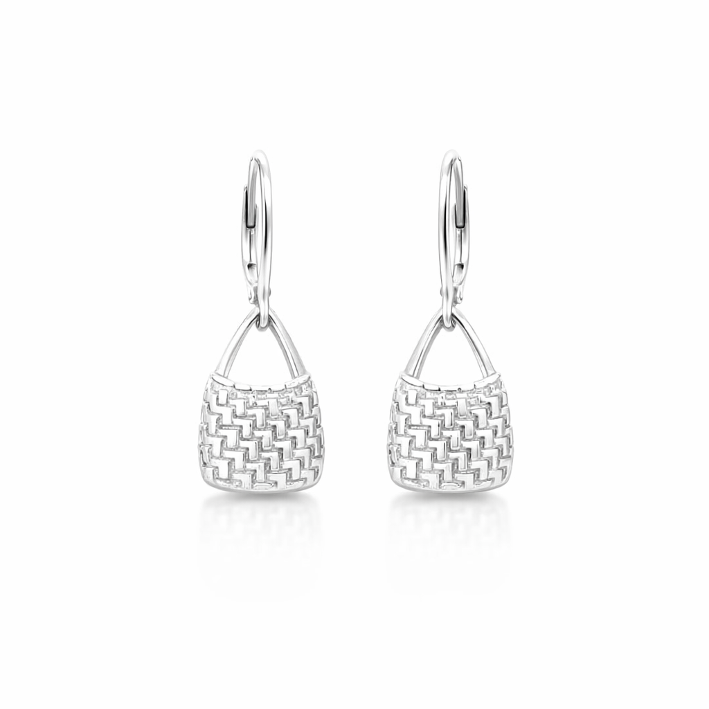 Earrings | Woven Step Bilum In Sterling Silver