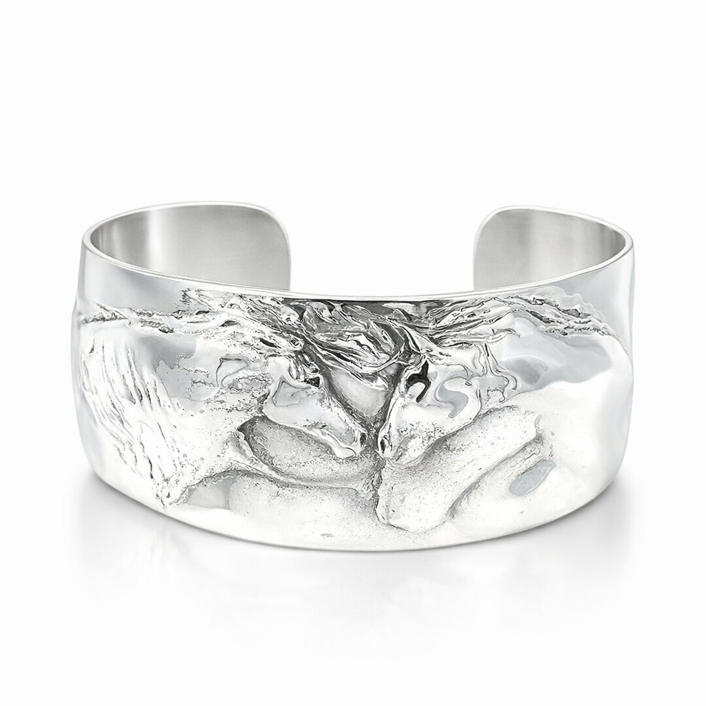 Horses Cuff Bangle In Sterling Silver