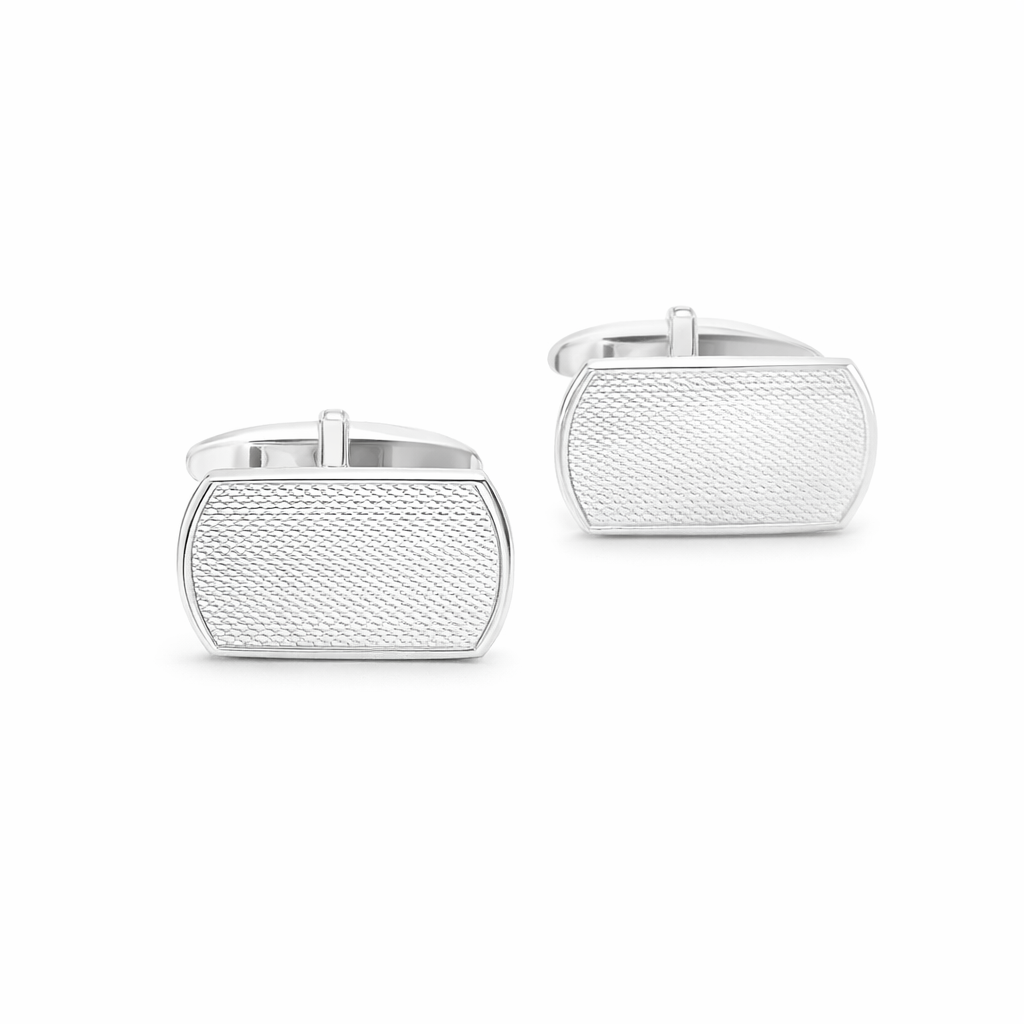 Cufflinks With A Machine Finish In Sterling Silver