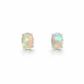 Crystal Opal Stud Earrings In 18k White Gold