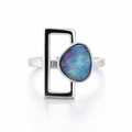 Opal Ring Set With A Rectangular Sterling Silver Frame