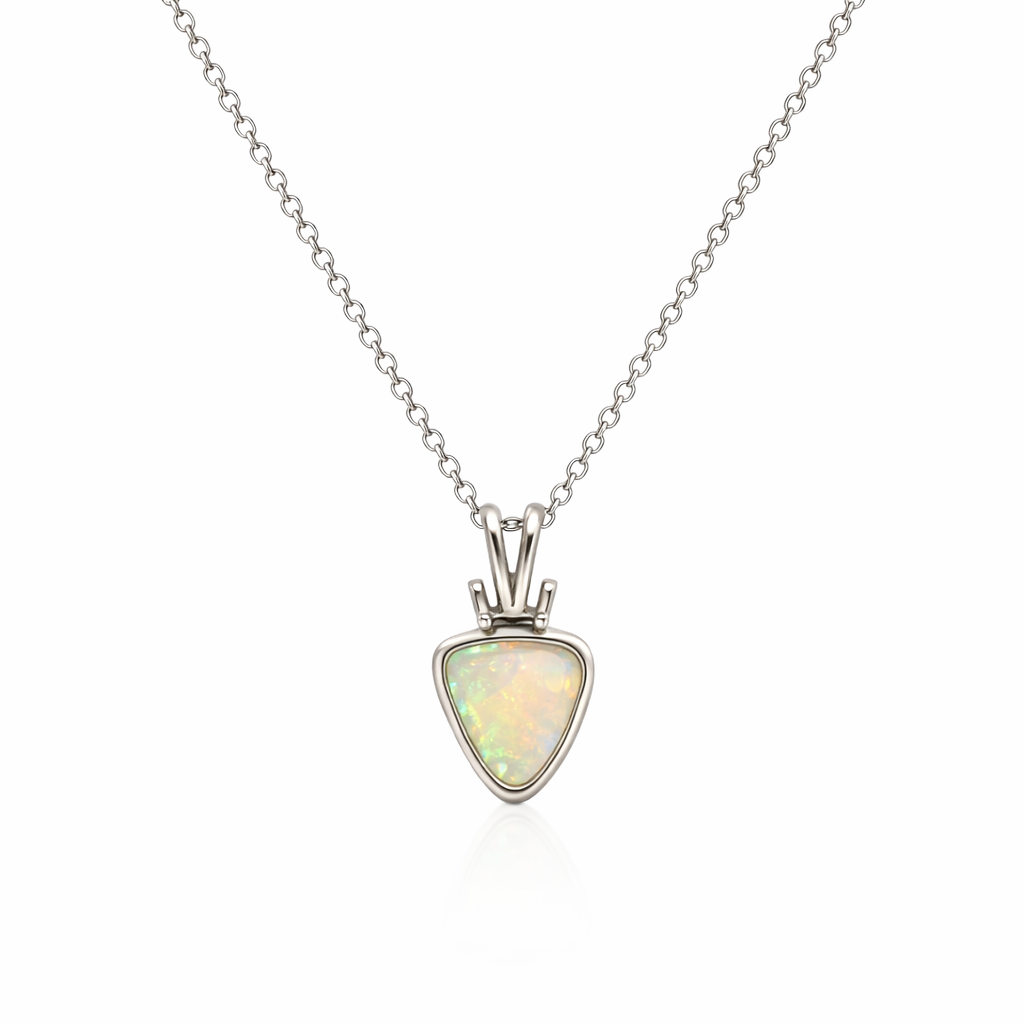 White Opal Pendant In Sterling Silver