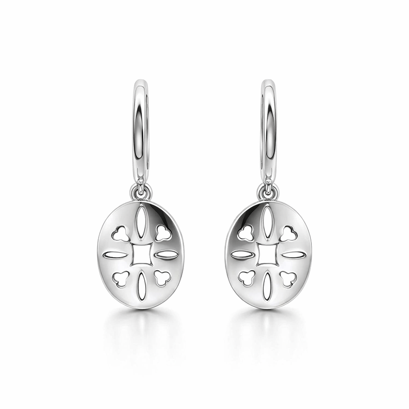 White Gold Earrings | Cut Out Design