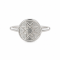 925 sterling silver starburst signet ring with intricate geometric design, size N+
