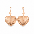 9ct rose gold fan drop earrings featuring a textured radiating design and shepherd's hooks, 30mm long, by Jules Collins Jewellery.