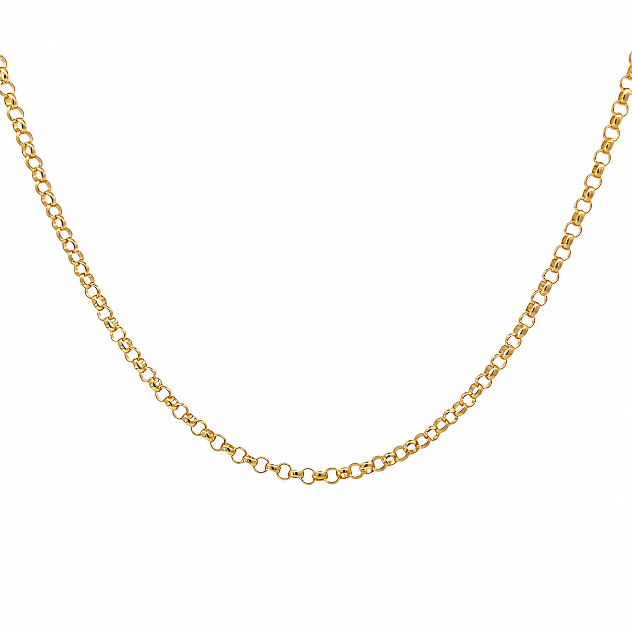 9ct yellow gold belcher chain necklace with classic round interlocking links