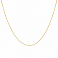 Fine 9k yellow gold cable chain necklace measuring approximately 42 cm on a white background