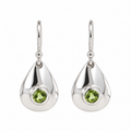 9ct White Gold Peridot Teardrop Hook Earrings