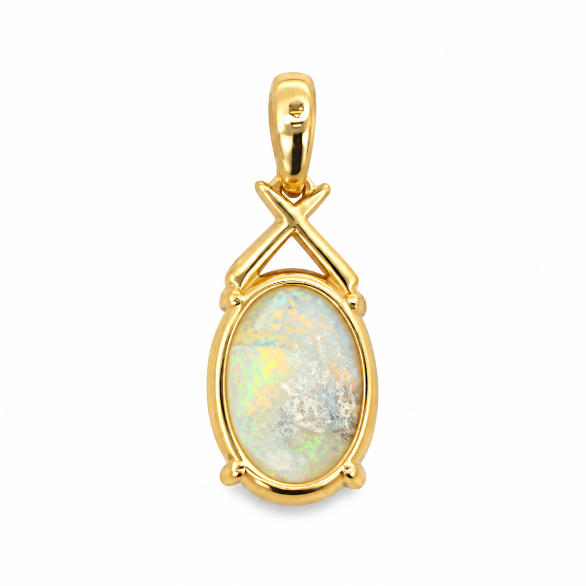 Yellow Gold Solid Opal Pendant