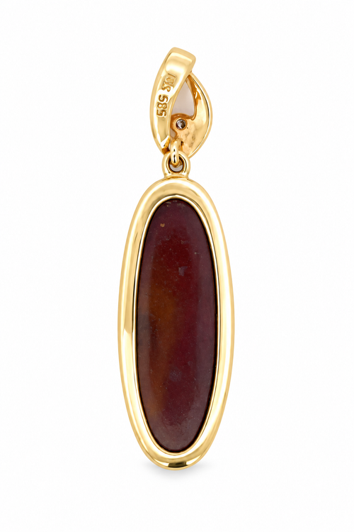 14ct Yellow Gold  Solid Opal & Diamond Pendant