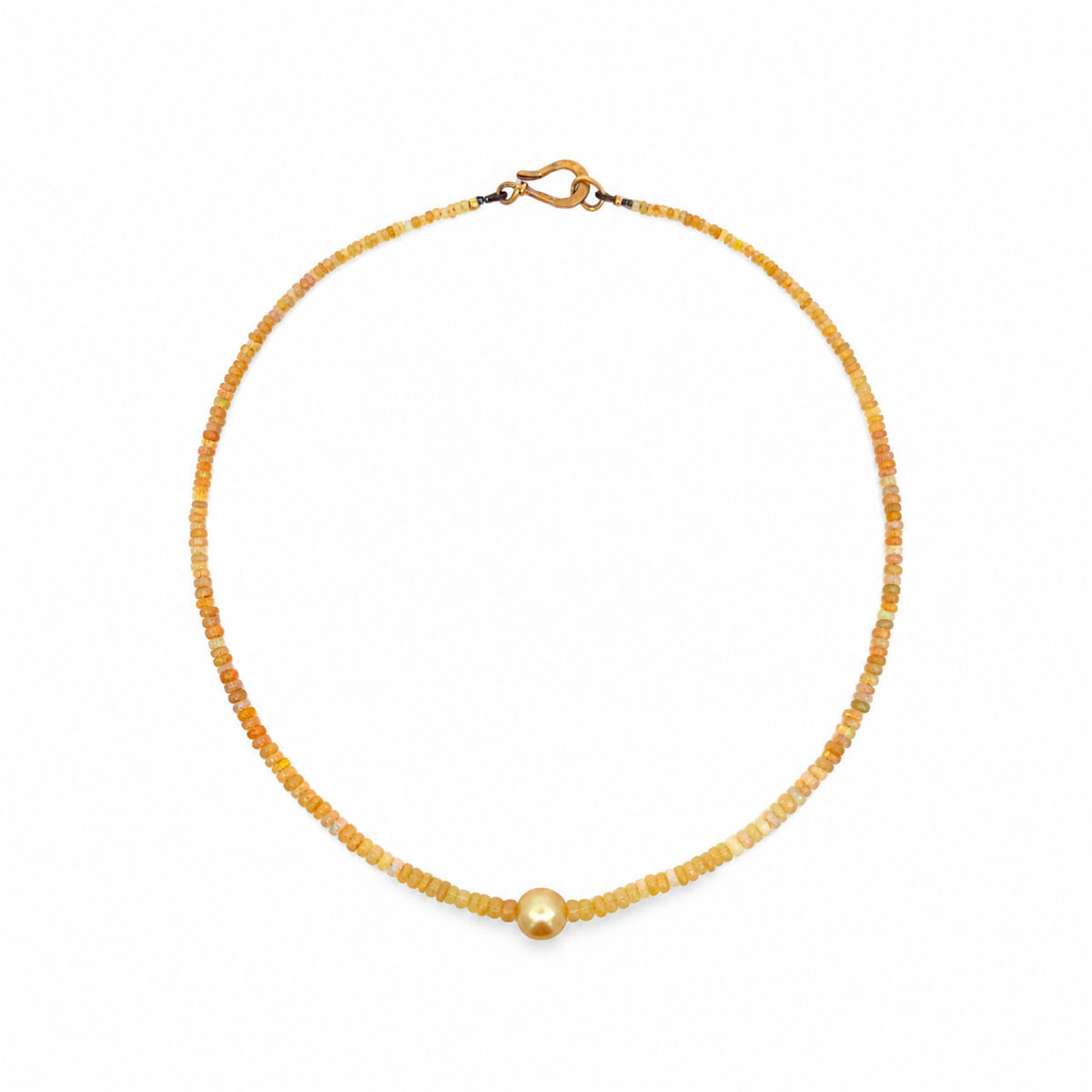 9ct YG Ethiopian Opal Necklace with South Sea Pearl