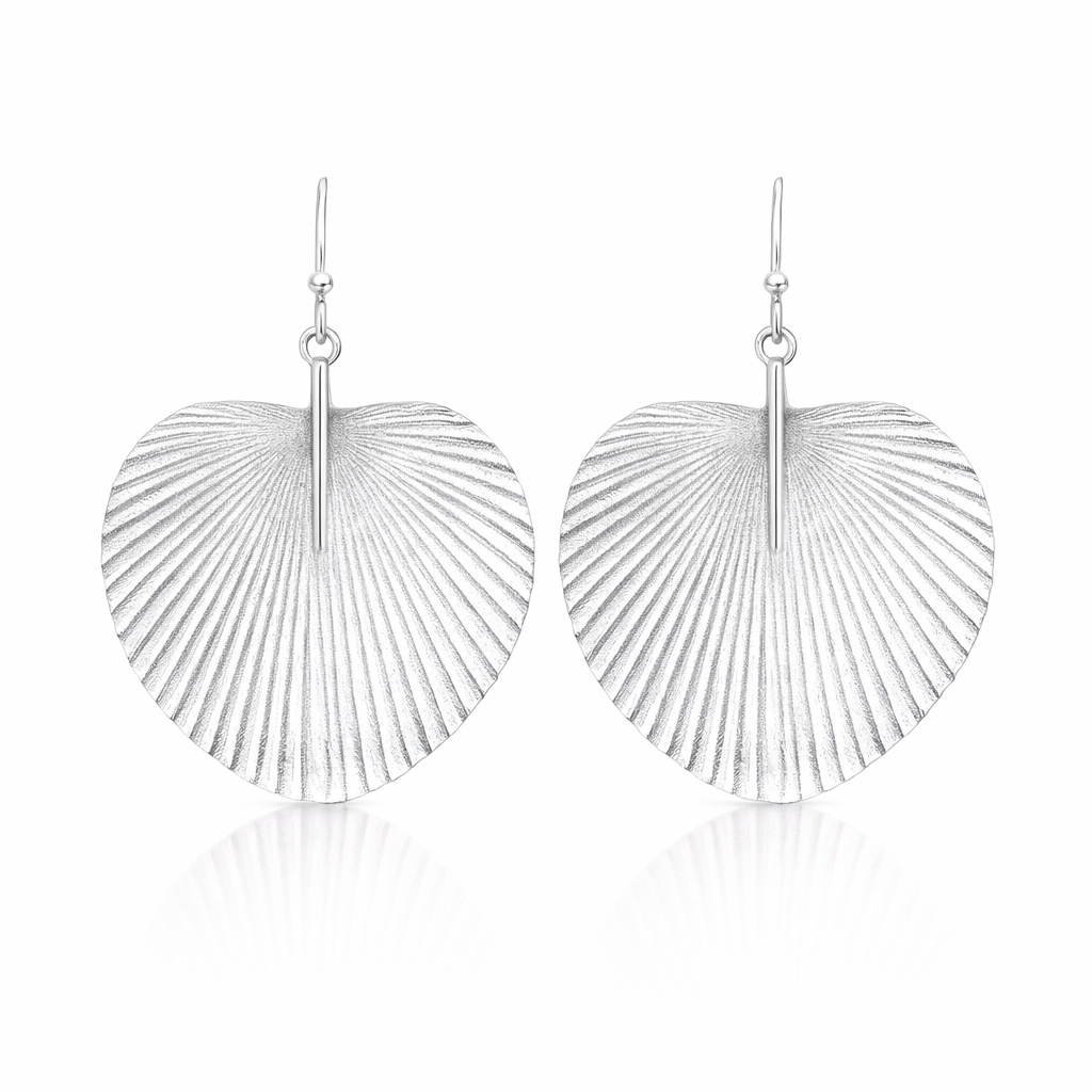 Silver Fan Palm Earrings