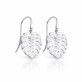 Silver Monstera Earrings Small