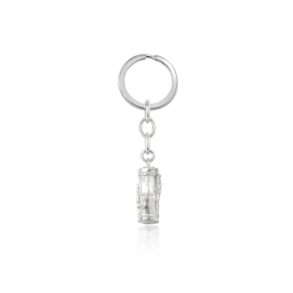 Silver Key Ring With Kundu Drum PNG