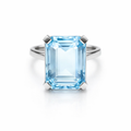 Silver Emerald Cut Sky Blue Topaz Ring