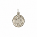 Sterling silver PNG-inspired round starburst pendant with woven centre, approximately 20mm diameter and 2mm thick