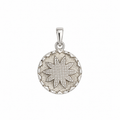 Sterling silver Papua New Guinea inspired round pendant with woven starburst motif and textured border