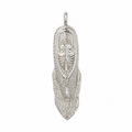 Sterling silver Papua New Guinea tribal mask pendant with intricate textured detail, approximately 52mm x 16mm