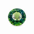 7.25 carat Australian green sapphire, round faceted loose gemstone displaying rich forest green, teal and yellow-green tones