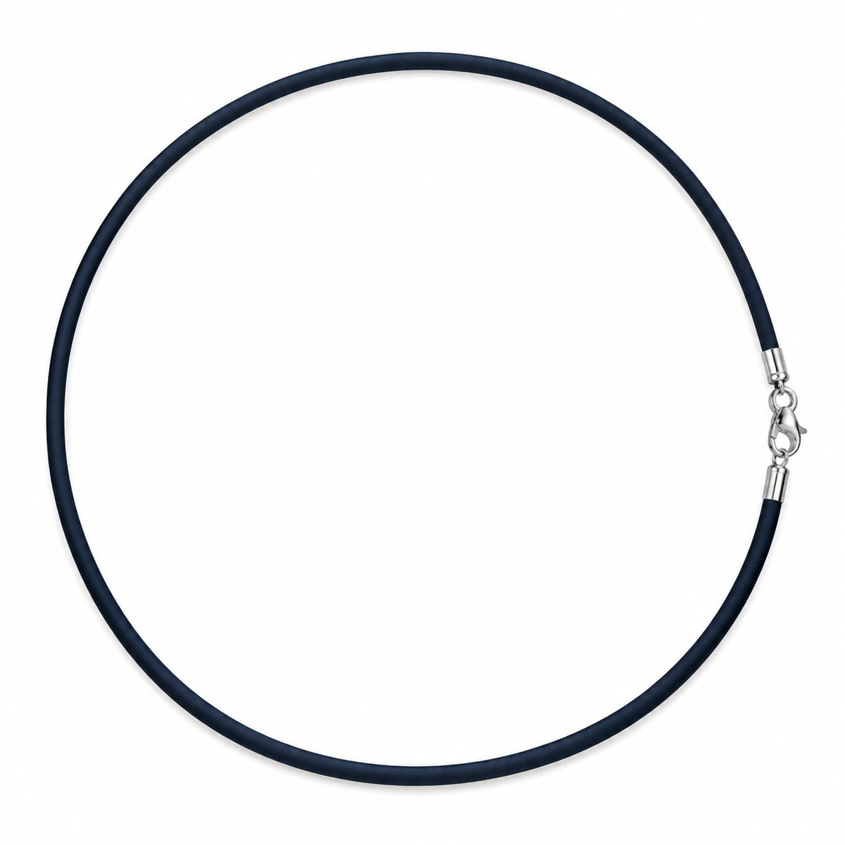 Black 42cm neoprene necklace with sterling silver parrot clasp and silver end fittings