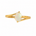 Gold-plated sterling silver ring with oval opal in a four-claw setting