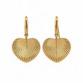 leave dangle earrings in 9k yellow gold on a white backround