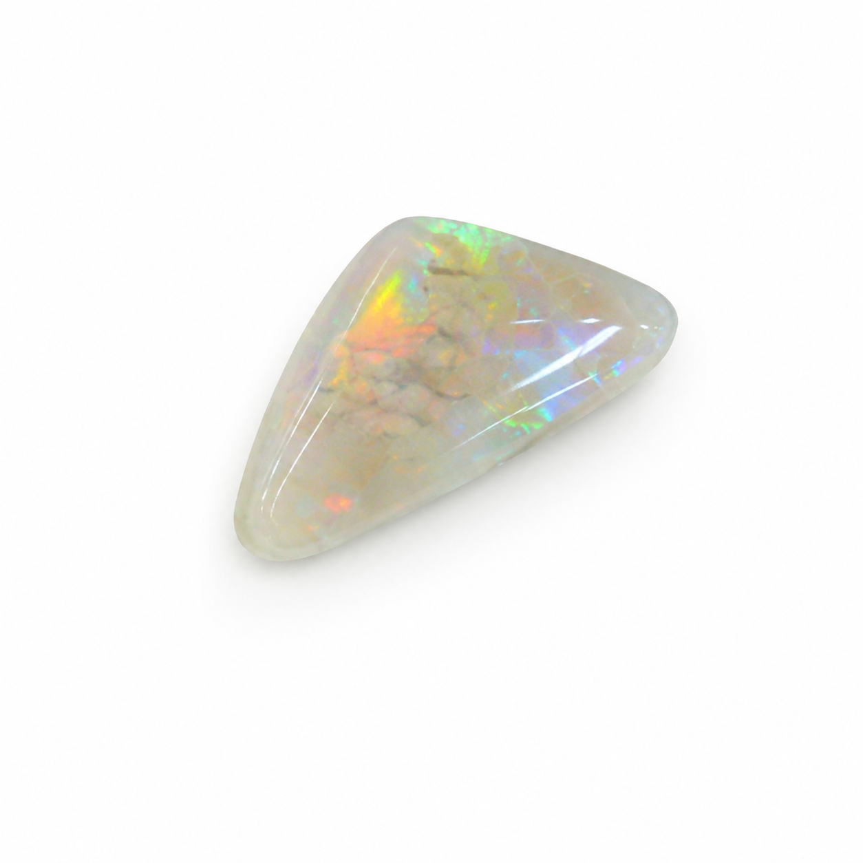 Loose 1.5ct opal cabochon with natural multicoloured play-of-colour