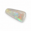 Loose elongated opal cabochon with vibrant green, blue and orange play-of-colour